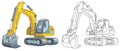 Coloring page with excavator Royalty Free Stock Photo